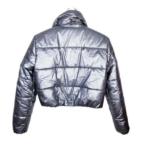 bar III Silver Metallic Puffer Jacket - Small - Picture 11 of 15